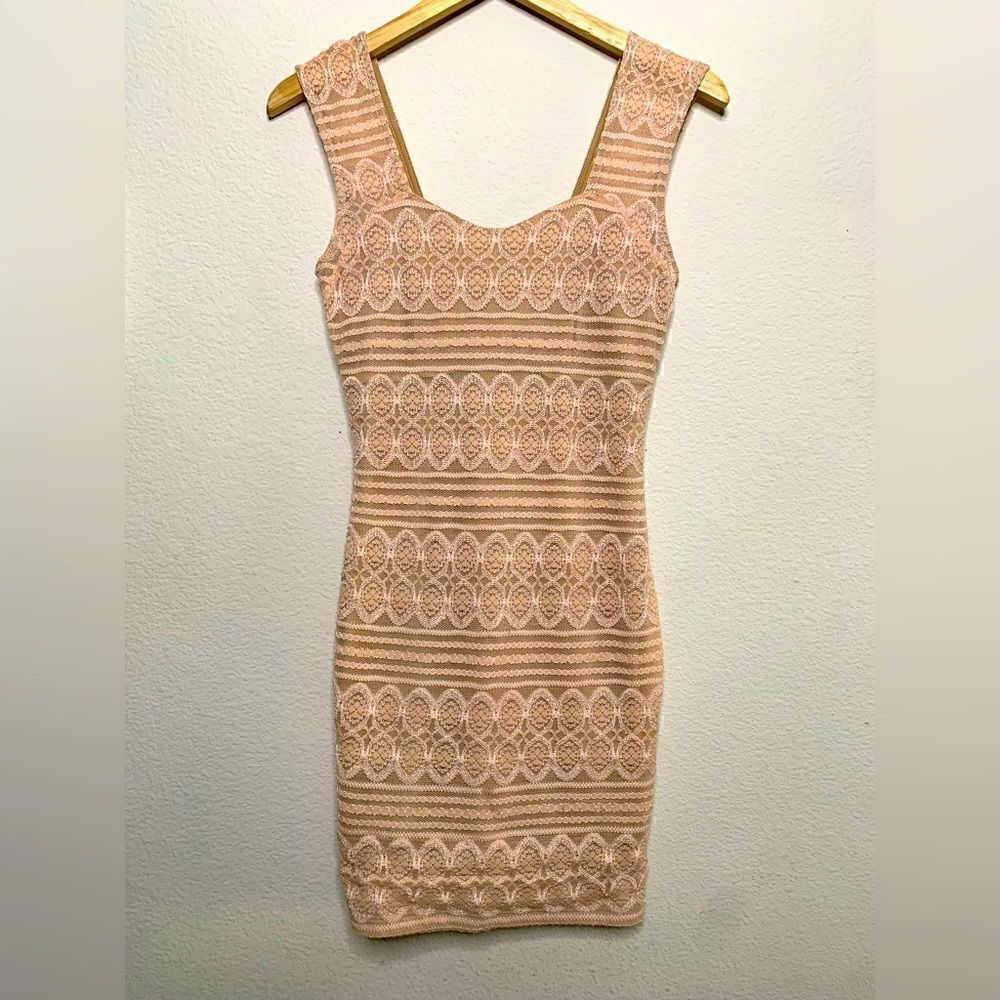 Pink and Tan Lace Dress